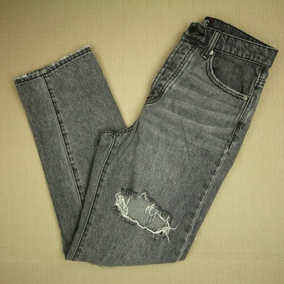 BDG Slim Straight Jeans Women's Size 26 Button Fly Destroyed Distressed Denim - Picture 3 of 12